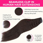 Lashey Seamless Clip in Hair Extensions Human Hair #2 Dark Brown Kinky Straight Clip in Hair Extensions Real Human Hair 7pcs 110g 20 Inch PU Weft Natural Hair Extension for Women