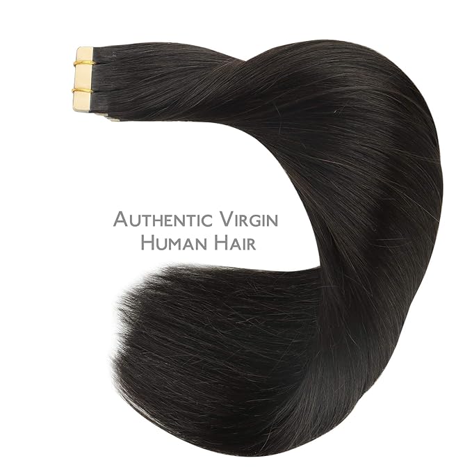WENNALIFE Tape in Hair Extensions Human Hair, 20pcs 60g 28 inch Natural Black Remy Hair Extensions Straight Human Hair Tape in Extensions Skin Weft Tape Extensions Human Hair
