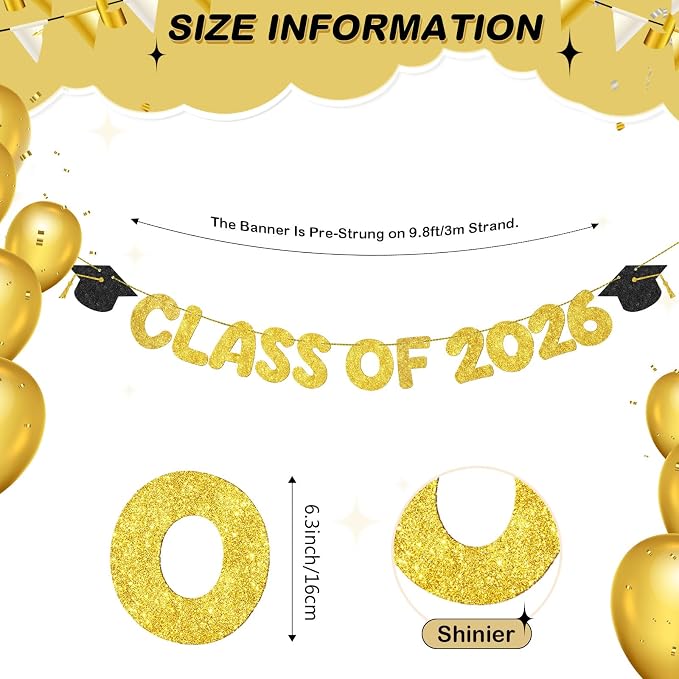 Fulmoon Congrats Grad Class of 2026 Banner Graduation Party Decor Class of 2026 - Image 2