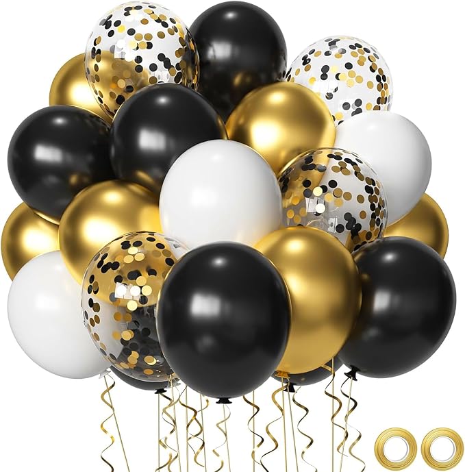 Black White Gold Balloons Set by Msiveavz