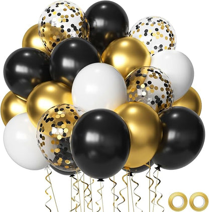 Black White Gold Balloons Set by Msiveavz