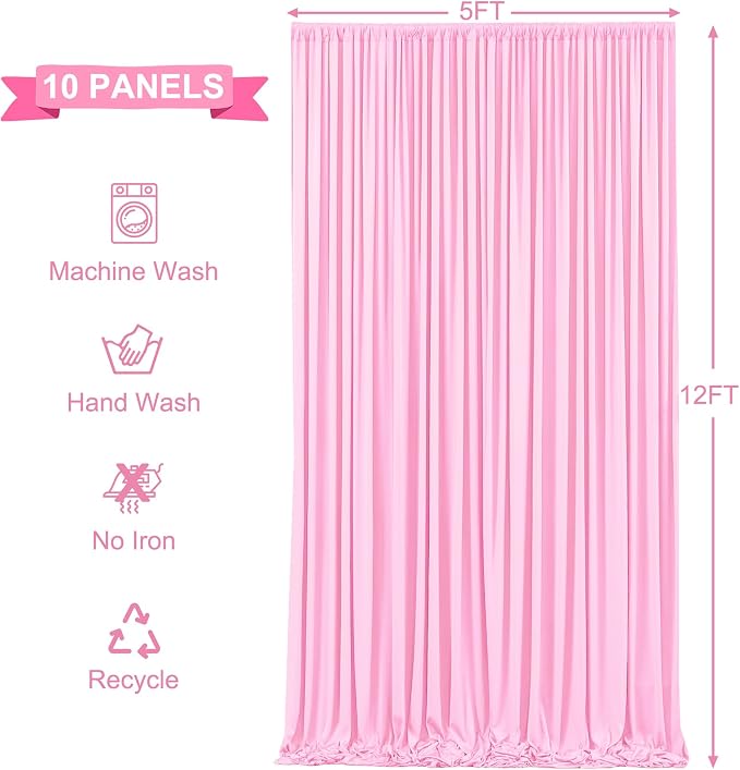 10 Panels Pink Backdrop Curtains - Image 6