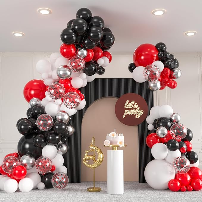 136pcs Red and Black Balloons Arch kit, 18 12 10 5 Inch Balloons | Red and by ZizasAry