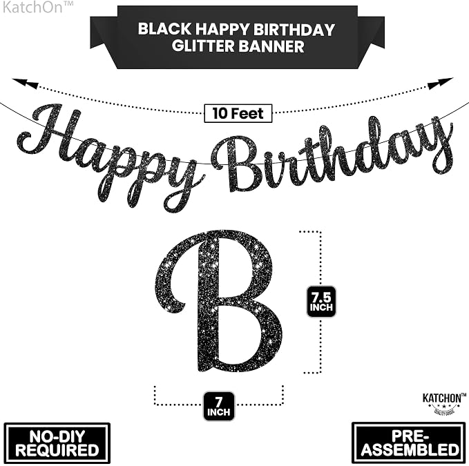 KatchOn Glitter Cursive Happy Birthday Banner- 10 Ft, Birthday Decorations | - Image 2