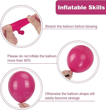 RUBFAC Pink Balloon Arch Kit Different Sizes Hot Pink Balloons 129pcs | Garland - Image 3