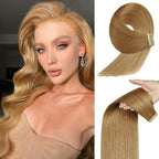 Human Hair Tape in Extensions, Honey Blonde Hair Extensions Real Human Hair 20 Inch 20pcs Remy Straight Tape ins Invisible Tape in Hair Extensions Human Hair (27#,20 Inch)