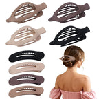 8 Pack Flat Hair Clips for Women – Matte Neutral Claw Clips & Flat Hair Pins Barrettes Set in Black, Blonde,Light Brown & Dark Brown for Thick & Thin Hair