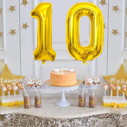 SINBEE Gold 10 Number Balloon, 40 Inch Mylar Foil Reusable Party Decoration - Image 6