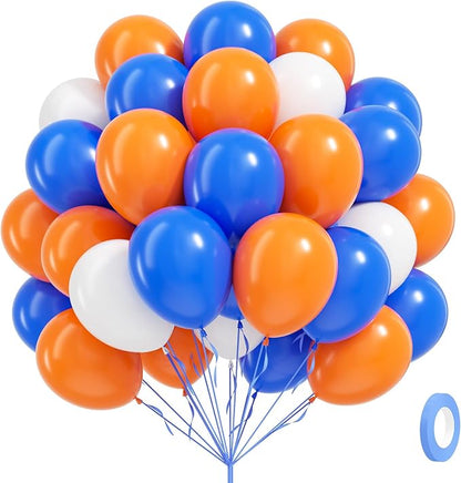 60pcs 12inch Blue and Orange Balloons by Leraqertra