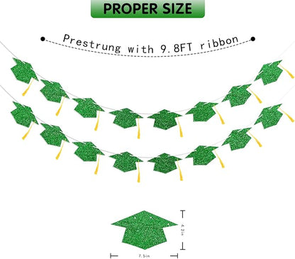 Graduation Decorations Class of 2026 Green Graduation Cap Banner - Image 4