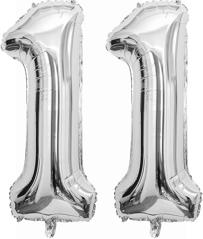 40 Inch Silver 11 Balloons Giant Number 11 Balloons Silver 11 Birthday Balloons by LHOAVWE