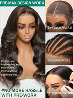 KLAIYI 13x4 Pre Everything Lace Front Chocolate Brown With Highlights Loose Body Wave Wig Human Hair Pre Cut Lace Pre Bleached Bye Bye Knots Pre Plucked Ombre Glueless Wear Go Wig Ready to Wear 18Inch