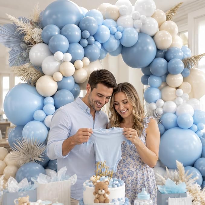 450Pcs Dusty Blue White Sand Balloons Garland Arch Kit - Image 5