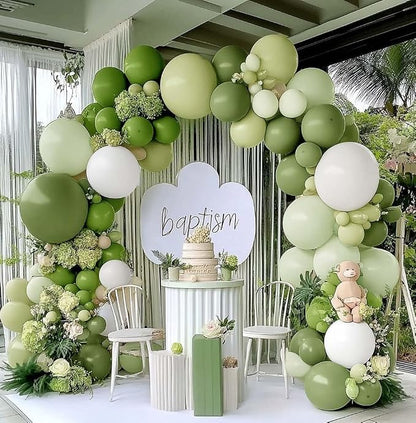 Green Balloon Arch Kit Double Stuffed Olive Dusty Sage Green White Balloons - Image 8