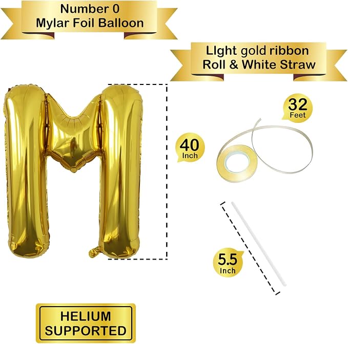 Letter Balloons Gold Party Balloon - Image 3