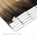 Lacer Remy Human Hair Extensions Tape Ins 20 Inch Tape in Real Human Hair Extensions Pu Skin Weft Color Caramel Blonde Mixed Bleach Blonde with Darkest Brown Roots 50 Gram R#2-27/613