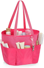 Mesh Shower Caddy Portable, Travel Toiletry Bag for Women Men, Large Capacity Shower Bag Quick Dry Bathroom Bag for Dorm, Gym, Bathroom, Camping, Beach, Swimming, Traveling, Rose Red