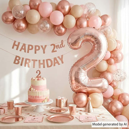 Rose Gold Number 2 Balloon 40 Inch, Blush Foil Duo - Image 3