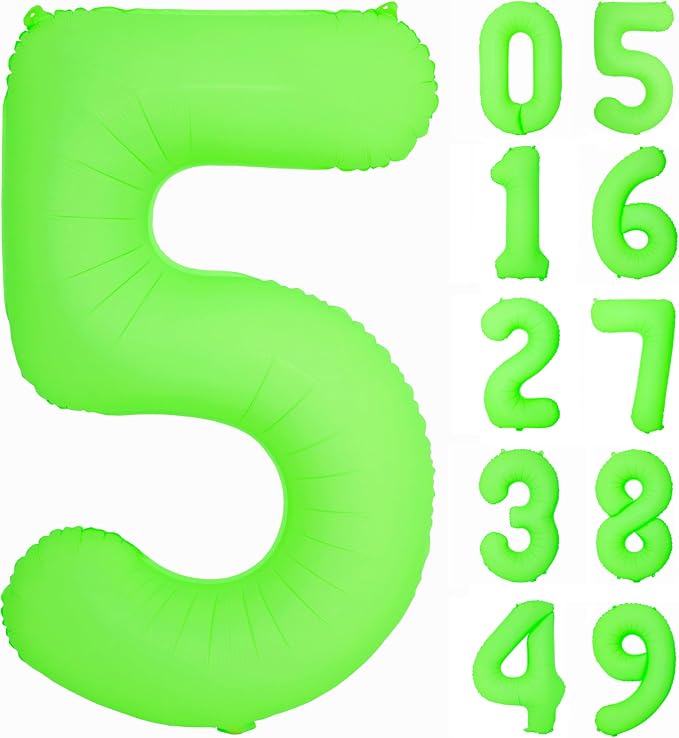 40IN Fluorescent Green Number 5 Balloons Glow In The Dark Green Balloon | by YOIOZAIZAI