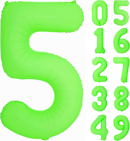 40IN Fluorescent Green Number 5 Balloons Glow In The Dark Green Balloon | by YOIOZAIZAI