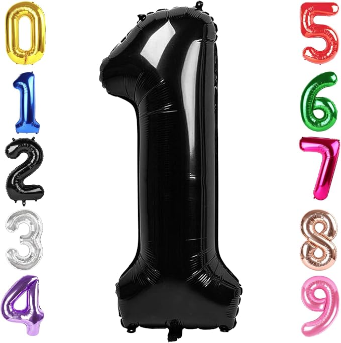 40 Inch Black Number 1 Balloon Birthday Party Decorations by Hadoife