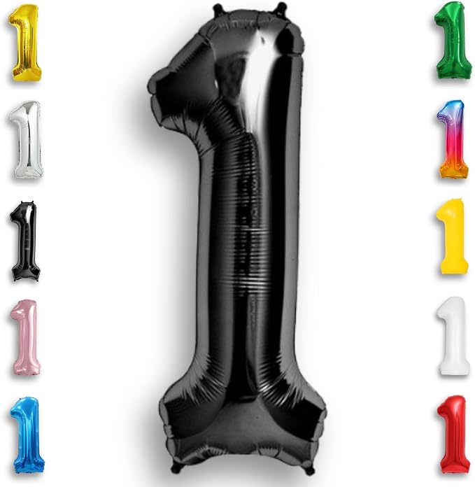 Black Number Balloon 1 Mylar Foil Balloons 16 inch Small by Unknown