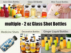 DIDITIME 24 Pack 2 oz Small Clear Glass Bottles with Lids & 4 Funnels - 60ml Boston Round Sample Bottles for Potion, Juice, Ginger Shots, Oils, Whiskey, Wellness Shots, Mini Travel Bottles