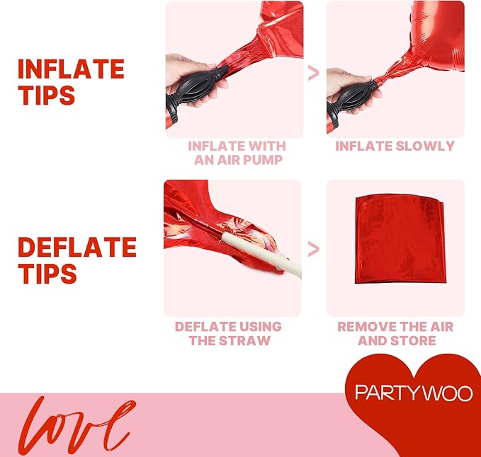 PartyWoo Latex Balloons 15pcs Foil Bear and Red Heart 24 18 Inch | Balloons - Image 7