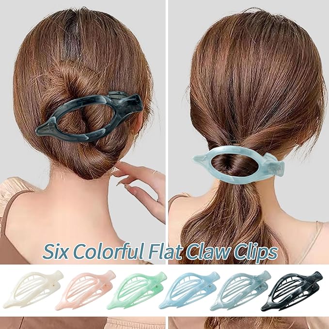 6 Packs Flat Claw Clips for Women, French Concord Flat Hair Clip, Matte Hair Claws Clip for Thin Thick Hair, Lay Down Claws Clips, Durable Strong Hold Hair Clip, Christmas Gifts (Colorful)