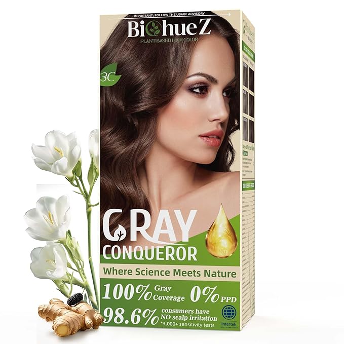 Permanent Hair Dye Hair Color for Gray Hair Coverage PPD-Free Hair Color Kit Medium Brown Hair Dye 3C Dark Mocha Brown Chocolate Brown
