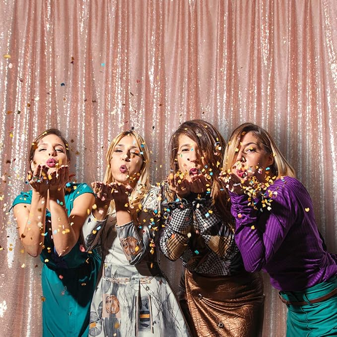SquarePie 4x8ft Rose Gold Sequin Backdrop, High Density Non-Transparent Glitter - Image 9