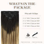 GOO GOO Clip in Hair Extensions Real Human Hair, Remy Human Hair Extensions Clip ins for Women, Natural Human Hair, 20inch 120g 7Pcs, 2/6/18 Balayage Brown to Dirty Blonde