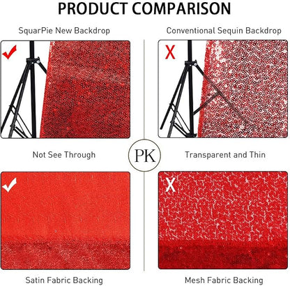 SquarePie 6x6ft Red Sequin Backdrop, High Density Non-Transparent Glitter - Image 6