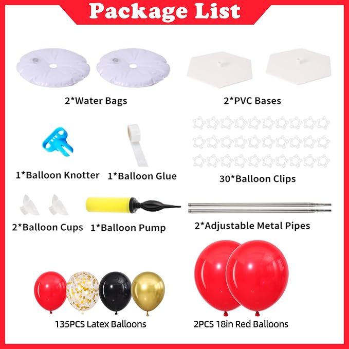 Red Black Gold Balloon Column Stand Kit Set of 2 - Image 3
