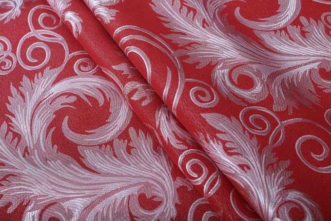 GLORY RUGS Jacquard Luxury Window 2 Panel Set Red Curtain - Image 3