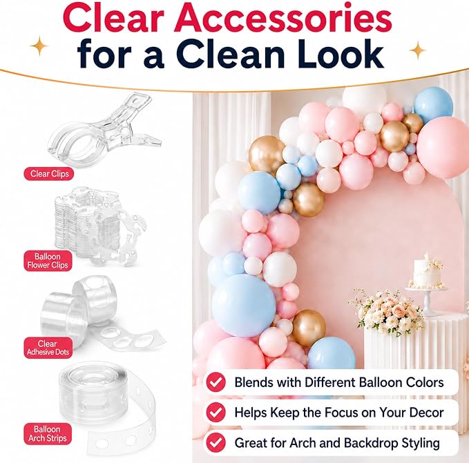 15 Pack Balloon Arch Clips, 3.5" Clear Spring Clamps - Image 5