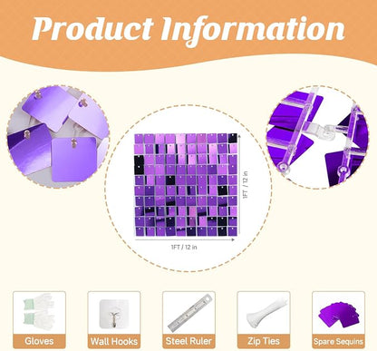 4x6 FT Purple Shimmer Wall Backdrop, Glitter Bling Photo Backdrop - Image 2