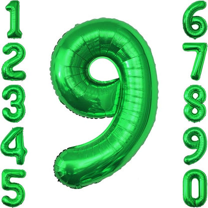 Green Number 9 Balloon 40 Inch, Vibrant Foil by Unknown