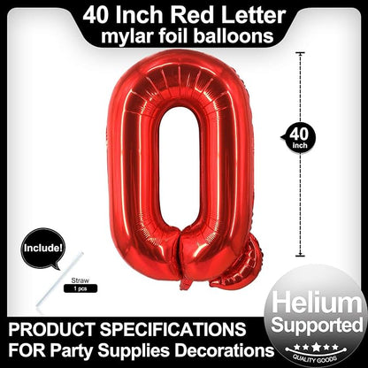 40 Inch Red Letter Q Balloons, DIY Phrase Foil Alphabet Letter Q Balloons DIY - Image 2