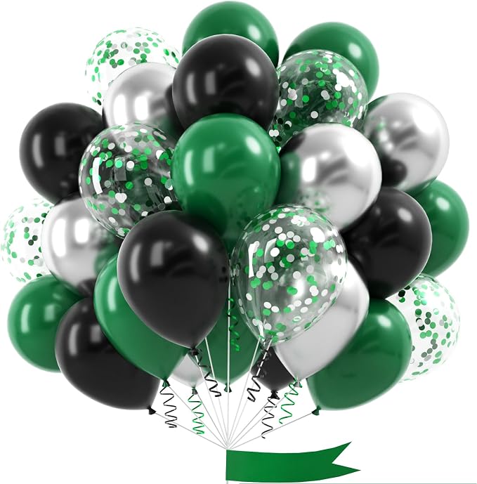 Dark Green Black Silver Balloon by OTLGEUA
