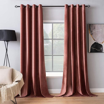 MIULEE Velvet Curtains Dusty Rose Pink 52 x 72 Inch Length Set of 2 | Grommet by MIULEE