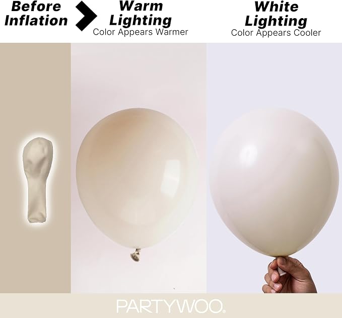 PartyWoo White Balloons 120pcs Sand White Beige Cream Ivory Boho Neutral | - Image 3