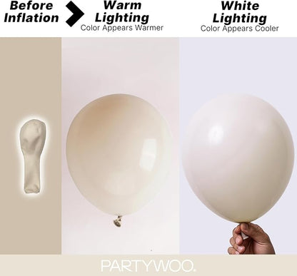 PartyWoo White Balloons 145pcs Sand White Beige Cream Ivory Boho Neutral | - Image 3