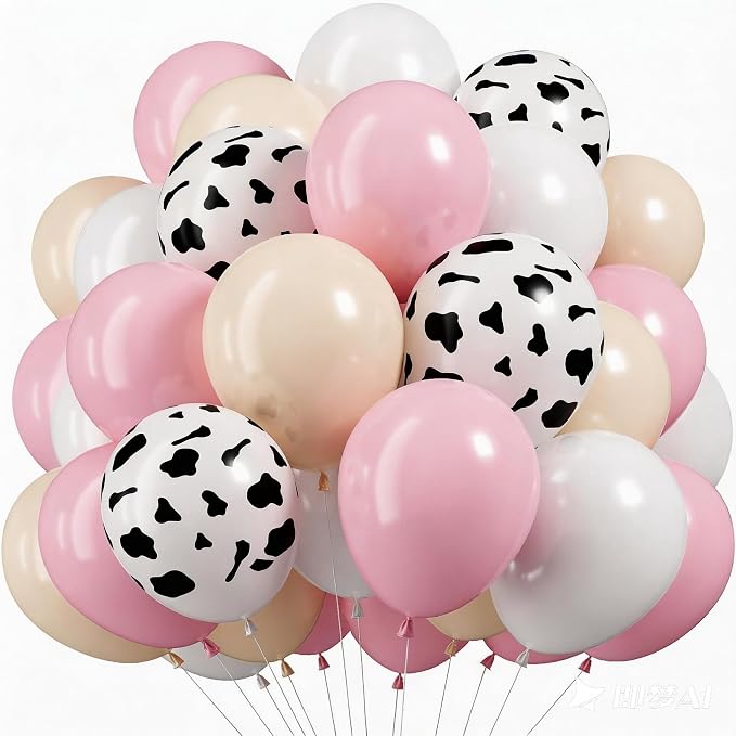 HILAVO Cowgirl Balloon 12 Inch Pastel Light Baby Pink White Nude Retro Western by HILAVO