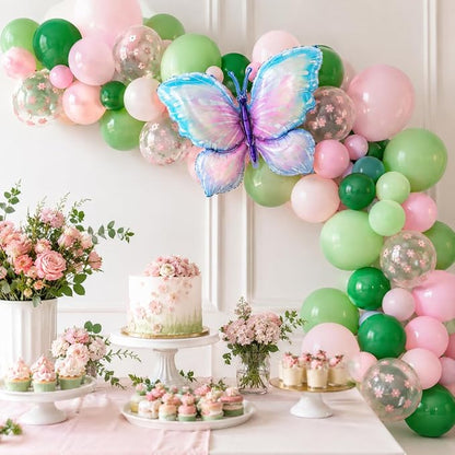 Pink And Green Balloons, Light Pink Green Balloons, Transparent Flower Printed - Image 8