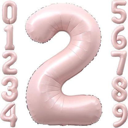 40 Inch Light Pink Number 2 Foil Big 0-9 Giant Digital Balloon | 2nd by SULALABOO