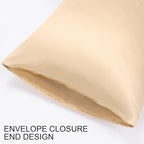 uxcell 2 Pack Silk Satin Pillowcase for Hair and Skin, Cool, Silky, Soft Breathable Pillow Cases Queen Size 20x30 Inch Sateen Pillowcase Champagne with Envelope Closure