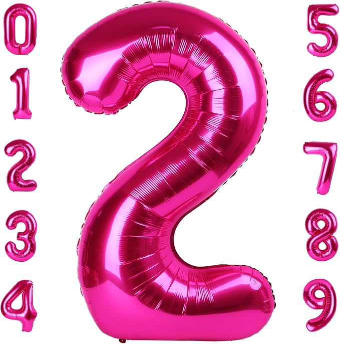 2 Balloon Number 40 Inch Hot Pink Balloons by Mluchee