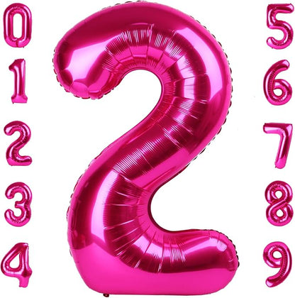 2 Balloon Number 40 Inch Hot Pink Balloons by Mluchee