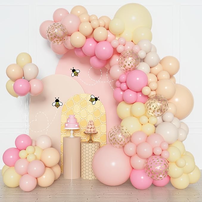 Amandir 153pcs Pink and Yellow Balloon Arch Garland Kit Different Sizes | 18 12 by Amandir